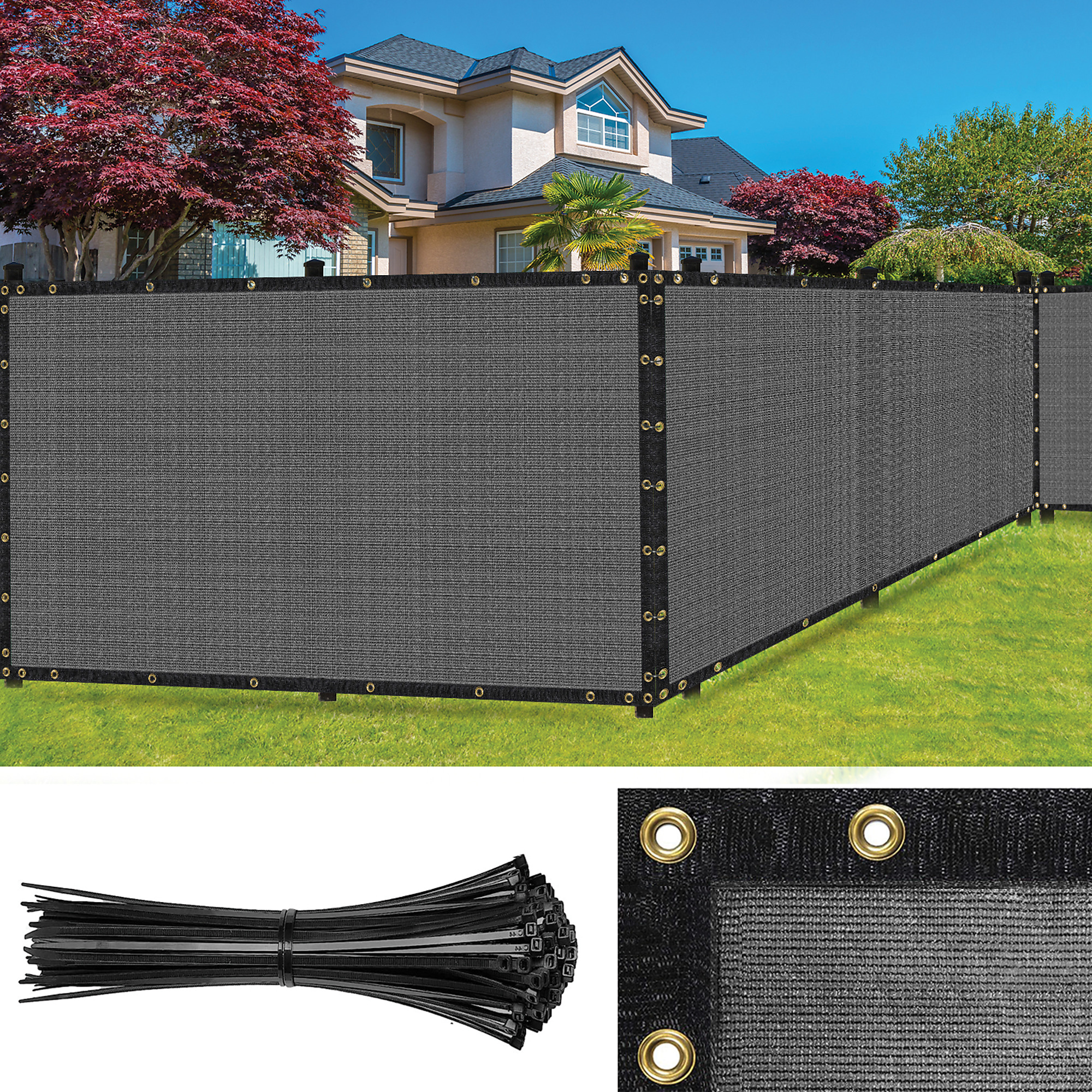 SEALTECH Ultra Heavy Duty 200 GSM Privacy Fence Screen – Non-Recycled Polyethylene Mesh Shade Net with Bindings & Rustproof Grommets - 90% + Blockage Includes Cable Zip Ties. (Grey 4'X20')